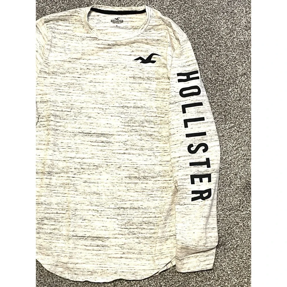 Hollister Shirt Mens‎ Medium Gray Long Sleeves Logo California Graphic